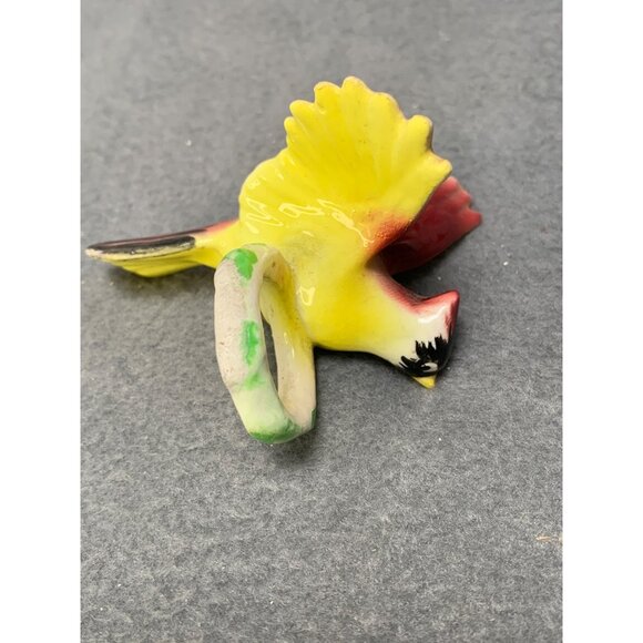 Vintage Yellow Bird Ceramic Napkin Ring Hand-Painted Made In Japan 1950s - Picture 2 of 7